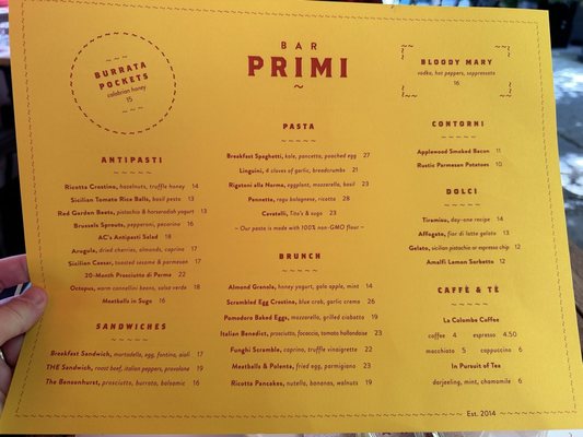 Menu photo 6 Bar Primi Bowery New York, NY Menu photo 6 Bar Primi Bowery New York, NY