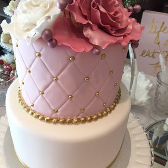 Exquisite Desserts - The main bridal shower cake. Vanilla cake with chocolate ganache filling. So delicious! - Bakeries Near Me - Palm Desert, California