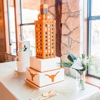 Sweet Treets Bakery - Groom's UT tower cake and wedding cake - Bakeries Near Me - Austin, Texas