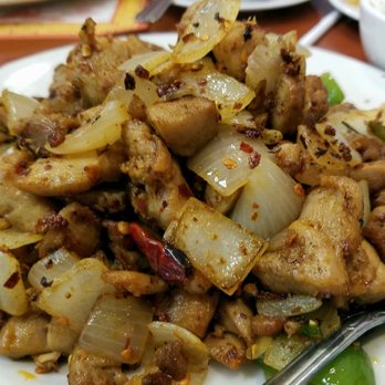 China 1968 - Northern Chicken - Diced w/Onion, Green Pepper, Chili, Cumin Seed, all in Brown Sauce. Added Szechuan pepper for that "oh so ma la" feeling! - Chinese Near Me - El Cajon, California