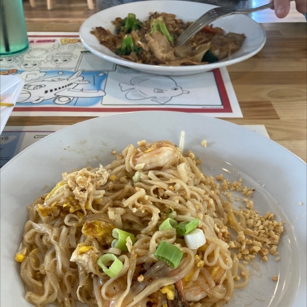 Siam Sky 2 - Half eaten pad Thai and pad see ew in the background. Part of lunch which is now $18 - Thai Near Me - Ellsworth, Maine Siam Sky 2 - Half eaten pad Thai and pad see ew in the background. Part of lunch which is now $18 - Thai Near Me - Ellsworth, Maine