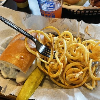 Barber's Grill - Old timer half Balboa with Curley fries. - Bars Near Me - Brockport, New York Barber's Grill - Old timer half Balboa with Curley fries. - Bars Near Me - Brockport, New York