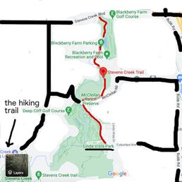 Stevens Trail is actually cut into 3 pieces. This is the short middle piece between the hiking and biking. Stevens Trail is actually cut into 3 pieces. This is the short middle piece between the hiking and biking.