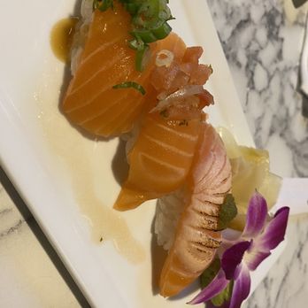 SushiStop - Burbank - Salmon Sampler Sushi - Japanese Near Me - Burbank, California SushiStop - Burbank - Salmon Sampler Sushi - Japanese Near Me - Burbank, California