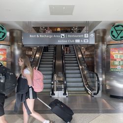 The escalator to Golf Den.