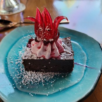 Little Pearl - Chocolate Tart with hibiscus crème Chantilly - New American Near Me - Key West, Florida