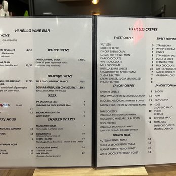 Hi Hello Crepes - Wine and Crepe Menu - Creperies Near Me - Brooklyn, New York Hi Hello Crepes - Wine and Crepe Menu - Creperies Near Me - Brooklyn, New York