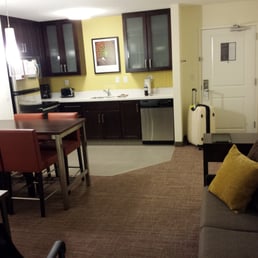 Sitting and kitchen area of their suite.