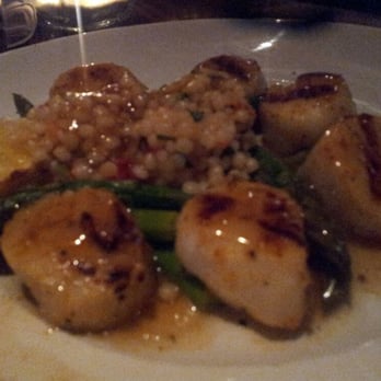 Seasons 52 - sea scallops with pearl couscous and grilled asparagus - New American Near Me - Costa Mesa, California Seasons 52 - sea scallops with pearl couscous and grilled asparagus - New American Near Me - Costa Mesa, California