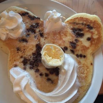 Brownstone Pancake Factory - Kids menu... Mickey Mouse chocolate chip pancakes - Breakfast & Brunch Near Me - Edgewater, New Jersey