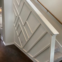 Accent wall going up the stairs midway thru project Accent wall going up the stairs midway thru project