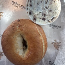 Cinnamon sugar bagel with cannoli cream cheese Cinnamon sugar bagel with cannoli cream cheese