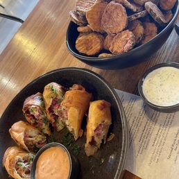 Reuben Egg Rolls and Fried Pickles