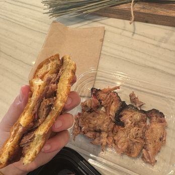 Bad to the Bone BBQ - Brisket Sandwich, here's how it actually looks once you remove all the fat - Barbeque Near Me - San Juan Capistrano, California
