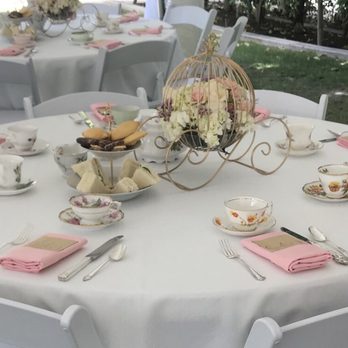 Sweet Tea Party Rentals - Tea set up. The center pieces and snack racks were ours. - Party Equipment Rentals Near Me