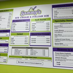 Sammy’s Ice Cream and Italian Ice - Menu June 2024