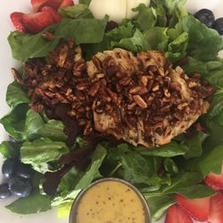 Ponca City Country Club - Delicious salad with grilled chicken, roasted pecans, fruit and honey mustard