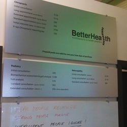 Better Health - Price ranges at the practice.