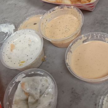 Shawarma Shack - Sauces on the side for the wraps...and some fries - Mediterranean Near Me - San Diego, California