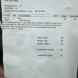 Note from americas tire Note from americas tire