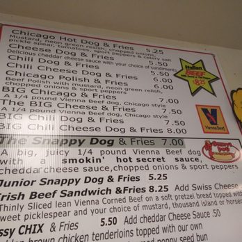 Snappy Dog - Menu as of 11.9.2022 - Hot Dogs Near Me - Chicago, Illinois