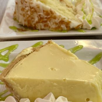 Key Largo Conch House - Key lime pie and key lime coconut cake. - Seafood Near Me - Key Largo, Florida Key Largo Conch House - Key lime pie and key lime coconut cake. - Seafood Near Me - Key Largo, Florida