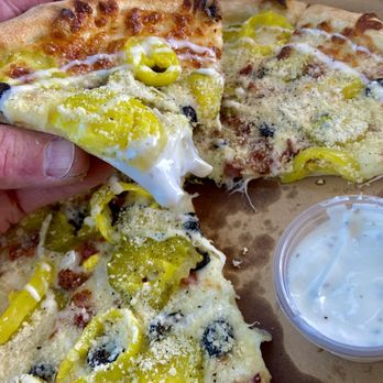 Rollin’ Woodfired Pizza DFW - Once again at TSC in Denton, so had to have my Big Dillo, this time added onions, olives, and banana peppers, under a blizzard of parmesan. - Food Trucks Near Me