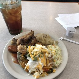 a plate of food and a drink