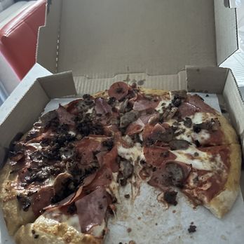 Aroma Pizza & Pasta - Meat lover pizza, smelled so good I couldn't wait! - Pizza Near Me - Lake Forest, California