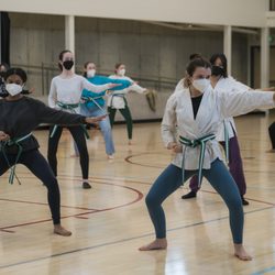 Lake Washington Girls Middle School - 8th grade students practice martial arts.