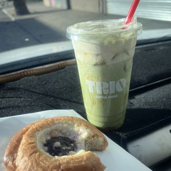 Trio Coffee House - Banana cream matcha and blueberry cheese danish - Coffee & Tea Near Me - Canoga Park, California