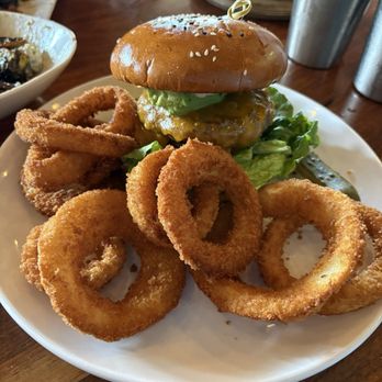 Public House 131 - 131 Pub Burger w/ Avocado & Onion rings - Gastropubs Near Me - San Diego, California Public House 131 - 131 Pub Burger w/ Avocado & Onion rings - Gastropubs Near Me - San Diego, California