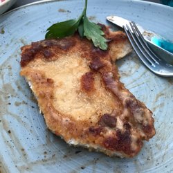 Alte Post - Der Rest meines TK Schnitzels. Die Soße mit Pfifferlinge war lecker und die Pommes auch.Das Schnitzel leider nicht.