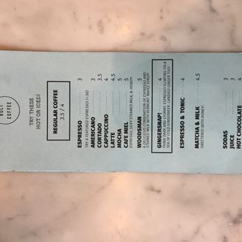 Bolt Coffee - Menu, as of 2/15/18. - Coffee & Tea Near Me - Providence, Rhode Island