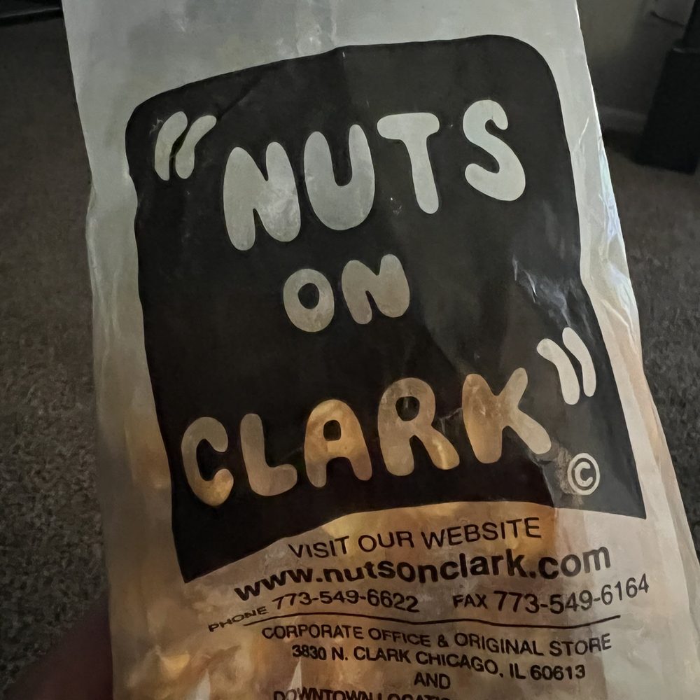 Nuts On Clark - Smallest bag (6oz). $7.00+ - Popcorn Shops Near Me - Chicago, Illinois Nuts On Clark - Smallest bag (6oz). $7.00+ - Popcorn Shops Near Me - Chicago, Illinois