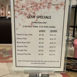 Shang Hai Chinese Restaurant - Lent specials