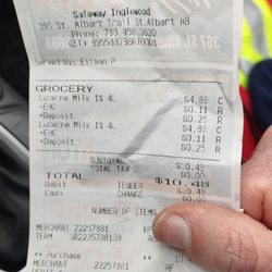 Safeway - Purchased jugs of 1% milk.