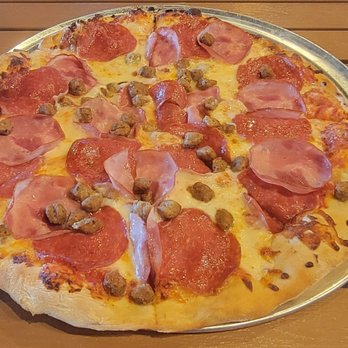 Backyard on Broadway - Pizza, thin crust, ham and sausage. - Bars Near Me - San Antonio, Texas Backyard on Broadway - Pizza, thin crust, ham and sausage. - Bars Near Me - San Antonio, Texas