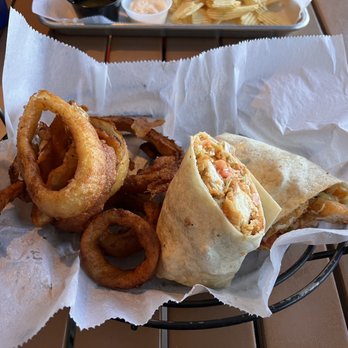 Pier 87 Bar And Grill - Buffalo Chicken Wrap with Onion Rings - Bars Near Me - Williamsport, Pennsylvania
