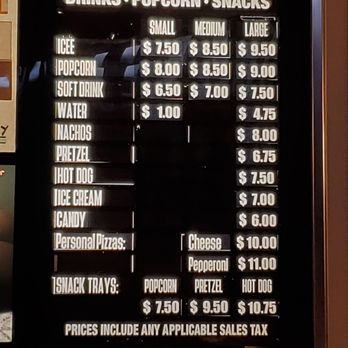 Alameda Theatre & Cineplex - Concessions stand menu - Cinema Near Me - Alameda, California