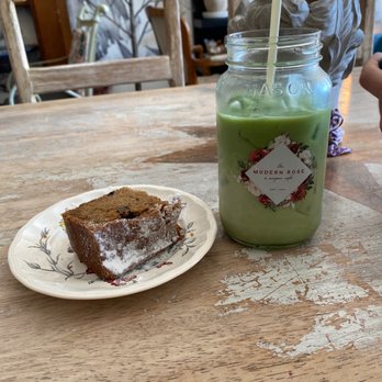 The Modern Rose - Zucchini bread and Matcha Latte (with macadamia milk) - Coffee & Tea Near Me - Deerfield Beach, Florida The Modern Rose - Zucchini bread and Matcha Latte (with macadamia milk) - Coffee & Tea Near Me - Deerfield Beach, Florida