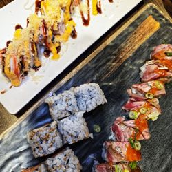 Haya Sushi - Shaggy Dog (left) + Spicy Tuna (middle) + Surf & Turf (right)