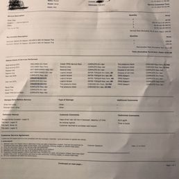 Receipt of tire change with times included.