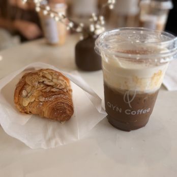 QYN Coffee - Salted Cheese Coffee and Almond Croissant - Coffee & Tea Near Me - Costa Mesa, California