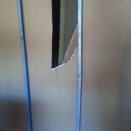 Damage to this unit.  It took over 2 months and 2 requests before this was patched.