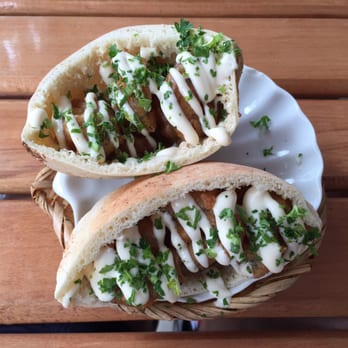 Maha's - $10 - Pharaoh's Po' Boy - marinated, battered and deep fried baby shrimp in mini pita with tehina and tomeya - Egyptian Near Me - Toronto, Ontario