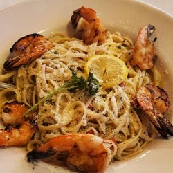 Fausto's Bistro - Grilled shrimp with linguini bordelaise