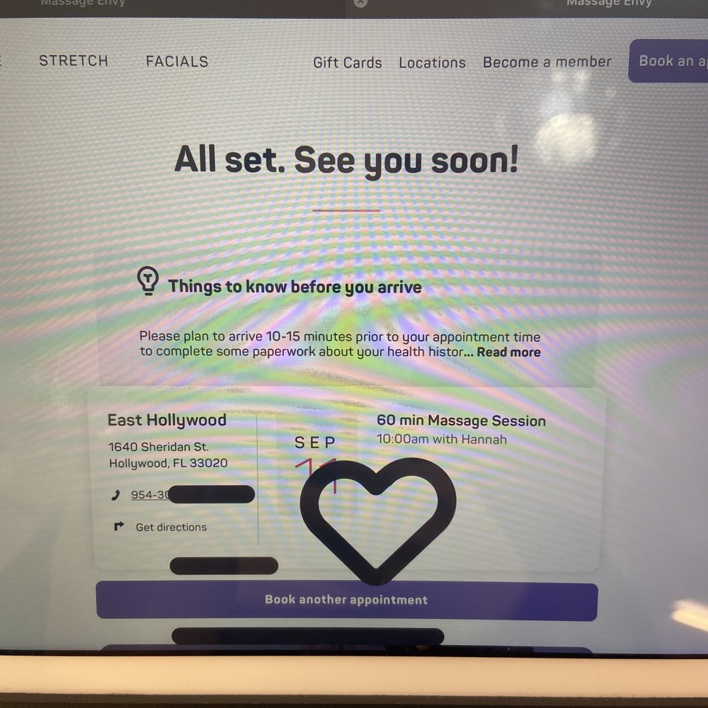 Massage Envy - Scheduled for the 11th- how was my card charged on the 10th if they never charge your card and AS ALWAYS you pay in person? - Massage Near Me - Hollywood, Florida Massage Envy - Scheduled for the 11th- how was my card charged on the 10th if they never charge your card and AS ALWAYS you pay in person? - Massage Near Me - Hollywood, Florida