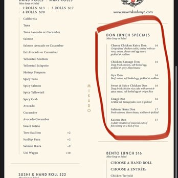 Mikado - The menu we were provided for LUNCH and the prices for the dons - Japanese Near Me - Brooklyn, New York Mikado - The menu we were provided for LUNCH and the prices for the dons - Japanese Near Me - Brooklyn, New York