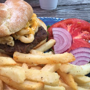 The Coffee Mill - Mac n' Cheese Burger with fries. - Cafes Near Me - Harpers Ferry, West Virginia